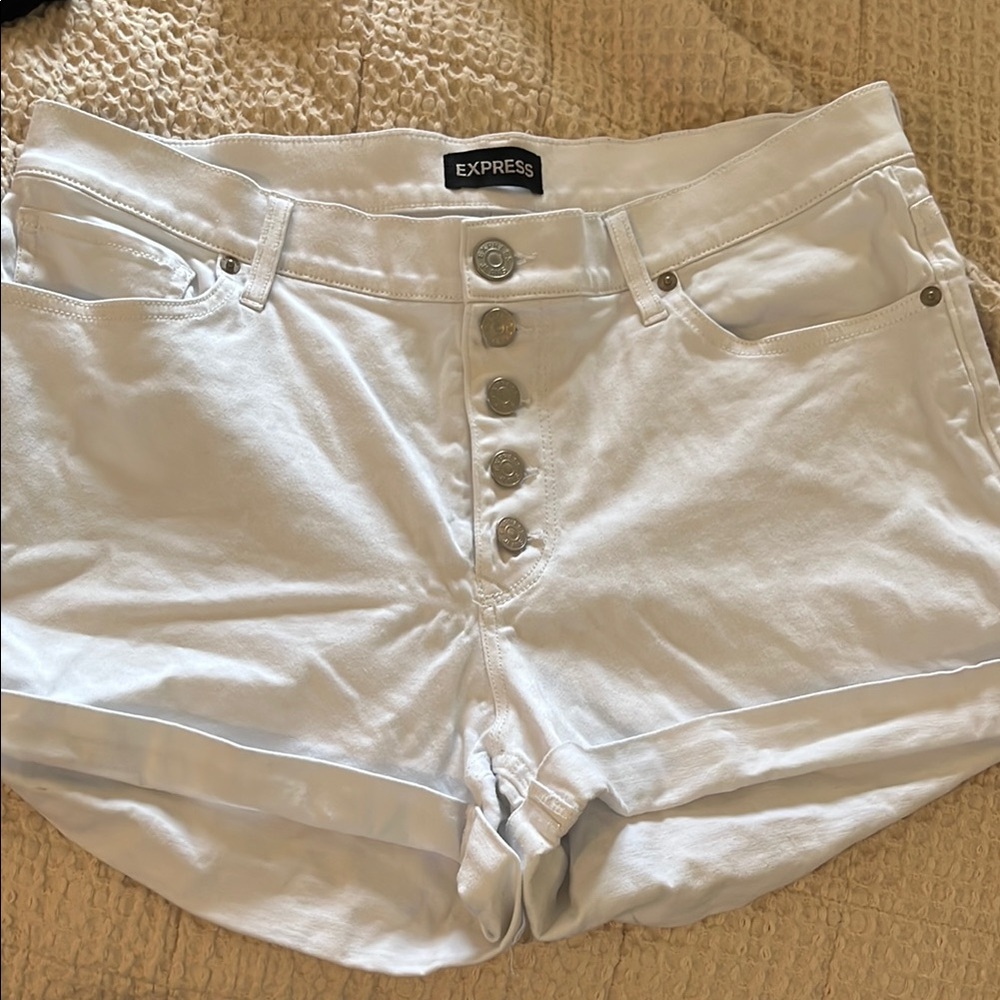 Express White Jean Shorts High-Waisted Denim